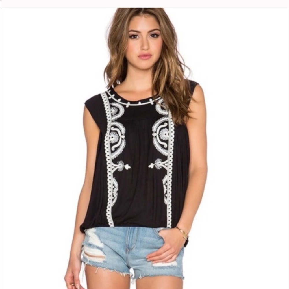 Free People sleeveless Embroidered Top